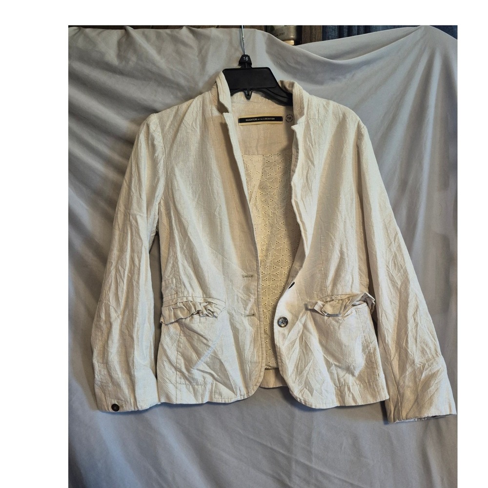 Daughters of Liberation Women's Ruffle Trim Blazer Jacket
